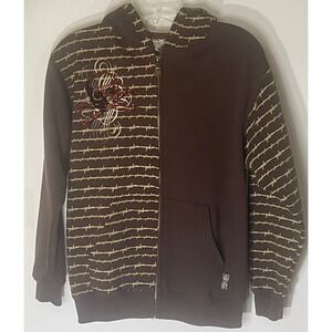 Crazy Vintage Y2K SilverPoint Barbed Wire Full Zip Hoodie Sweatshirt Long Sleeve